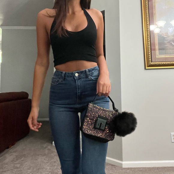 Black Sparkly Aldo Adjustable Strap Purse - Picture 2 of 10